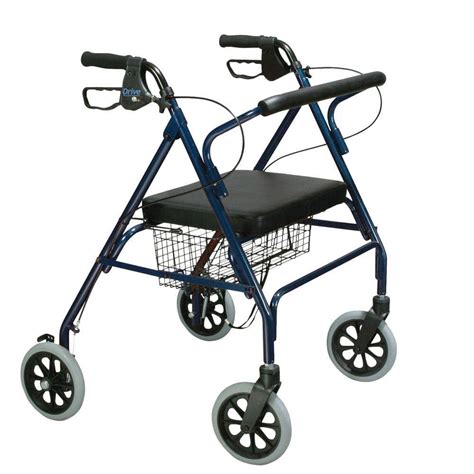 drive medical heavy duty bariatric rollator rolling walker  large padded seat blue bl
