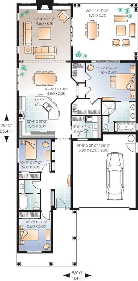 narrow lot florida house plan dr st floor master