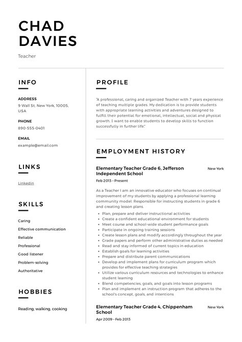 sample resume  teacher job art teacher resume sample writing