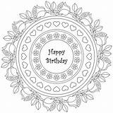 Coloring Birthday Happy Pages Adult Printable Mandala Adults Colouring Print Mandalas Grown Color Coloriage Sheets Mothers Kids Drawing Therapy Life sketch template