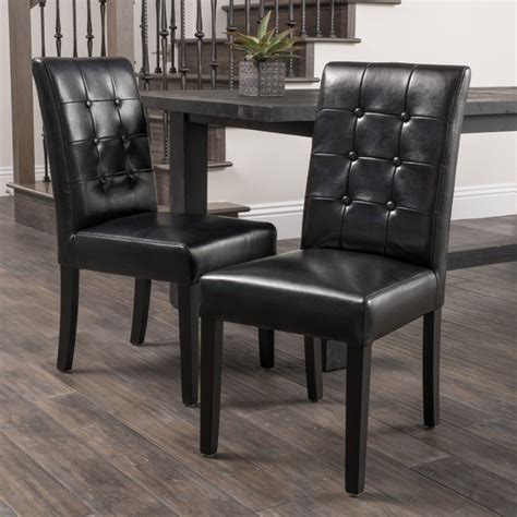 christopher knight home roland black leather dining chairs set