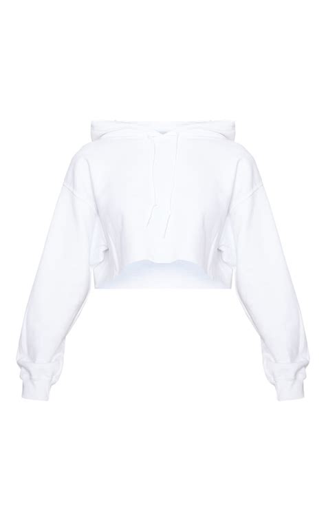 White Ultimate Oversized Crop Hoodie Tops Prettylittlething