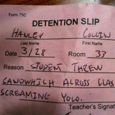 greatest detention slip ever r funny