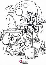 Halloween Dog Coloring Cute Treat Trick Pages Happy Bubakids Color Sheets Colouring Printable sketch template