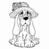Coloring Basset Dog Pages Hound Sad Kids Adult Colouring Dogs Cats Cute Hat Printable Puppy Printables Color Animal Print Cat sketch template