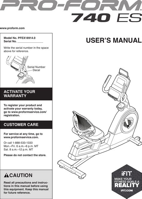 Proform Pfex189140 740 Es Bike Users Manual