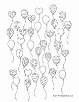 Balloons Coloring Party Pages Lots Color Balloon Print Birthday Printcolorfun Related Stripes Choose Board Circles Hearts Stars Just sketch template