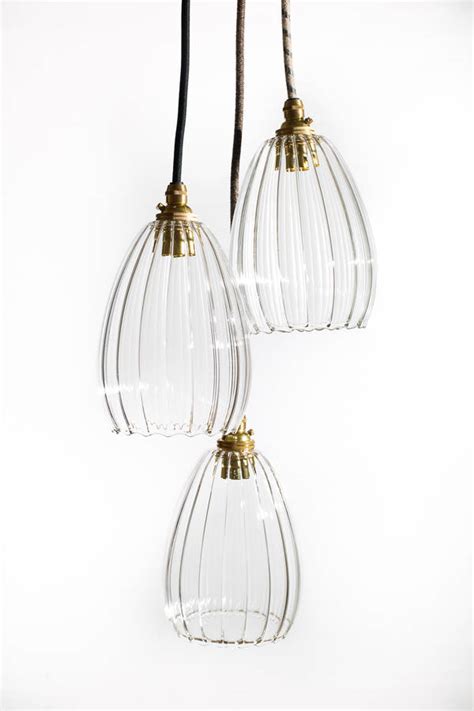 clear ribbed glass molly cluster pendant light by glow lighting
