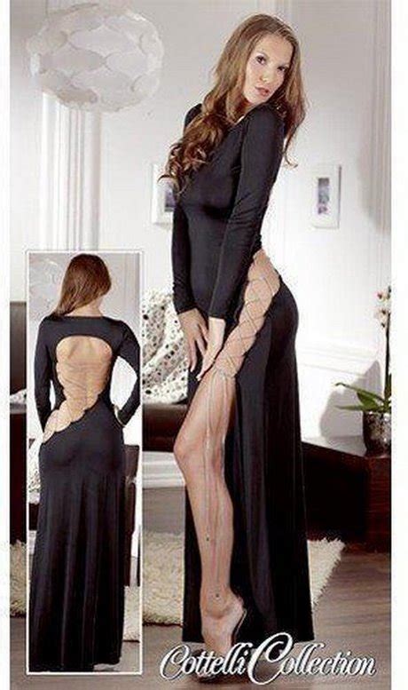 strakke lange jurk met split