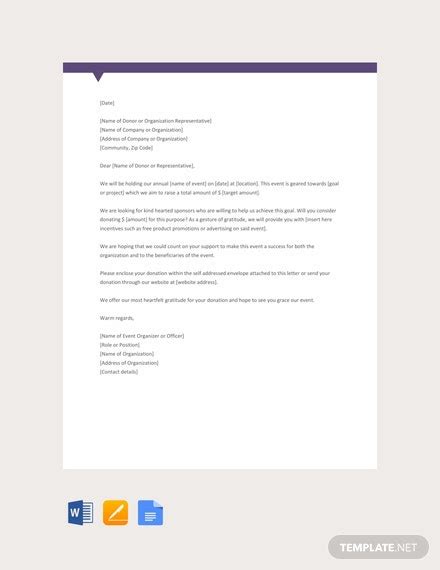 printable donation request letter template word google docs