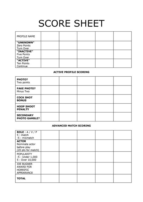 printable score sheets printable templates