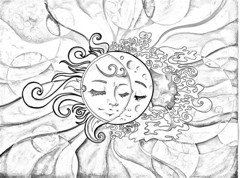 sun moon coloring page  behance star coloring pages moon