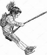 Swing Girl Drawing Little Vector Sketch Stock Swinging Park Child Illustrations Using Getdrawings Clip Illustration Preview sketch template