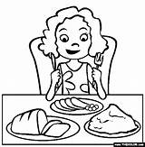 Dinner Coloring Pages Easter Eating Eat Table December sketch template