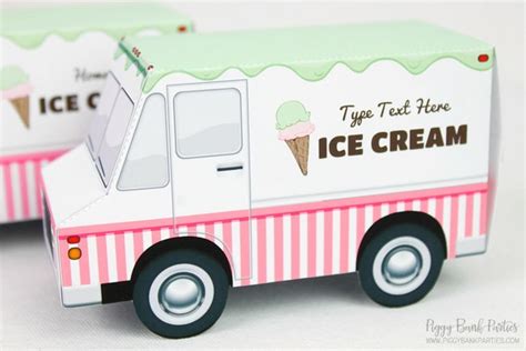 ice cream truck favor box print  home full color template cone