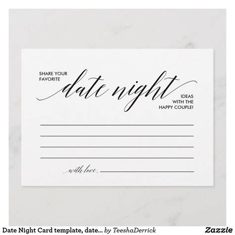date night card template date night ideas zazzlecom card template date night cards
