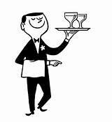 Butler Illustrations Drinks Waiter Carrying Tray Clip Vector Illustration Holding sketch template