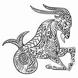 Capricorn Zentangle Capricorne Zodiac Vektorillustration Vecteur Zodiaque Doodle Horoscope Indische Etnische Olifant Tangle Zen Steenbok Vectorillustratie sketch template