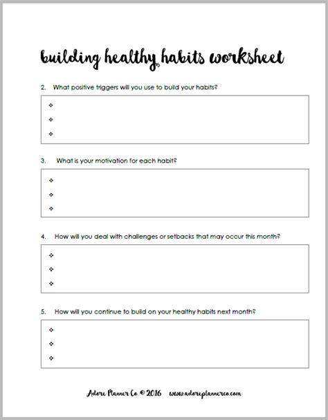 habit  worksheets