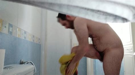spy hairy brother with boner in shower