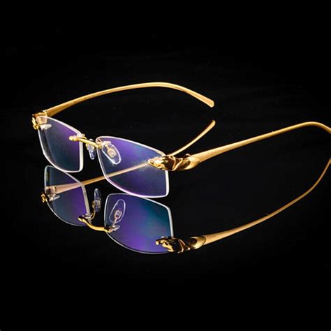 super luxury pure titanium eyeglass frames rimless unisex glasses