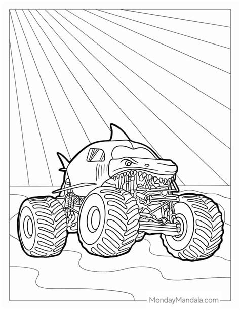 coloring  kids megalodon coloring page megalodon monster truck