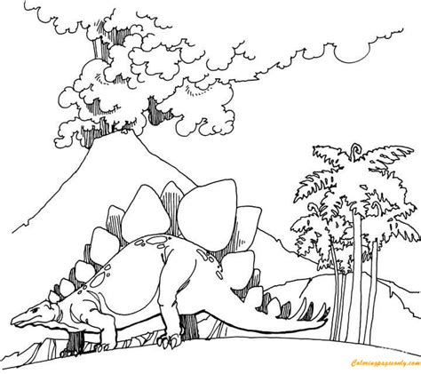 volcano  mad  dinosaurs coloring page  printable coloring