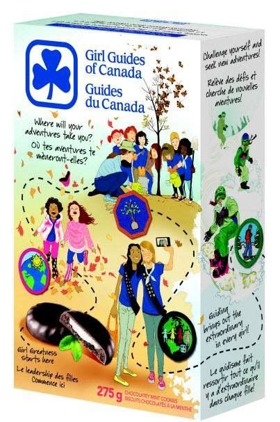 girl guides  canada chocolate mint cookie box design girl