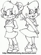 Coloring Alvin Chipmunks Pages Twins Girls Brittany Chipmunk Bella Drawings Cartoon Color Clipart Kids Template Popular sketch template