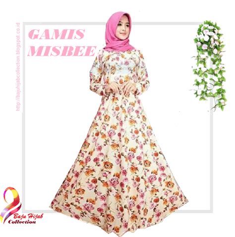gamis misbee cream motif bunga rp  baju hijab collection