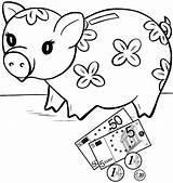 Bank Coloring Piggy Kids Decorated Savings Pages Money Flowers Teach Saving sketch template