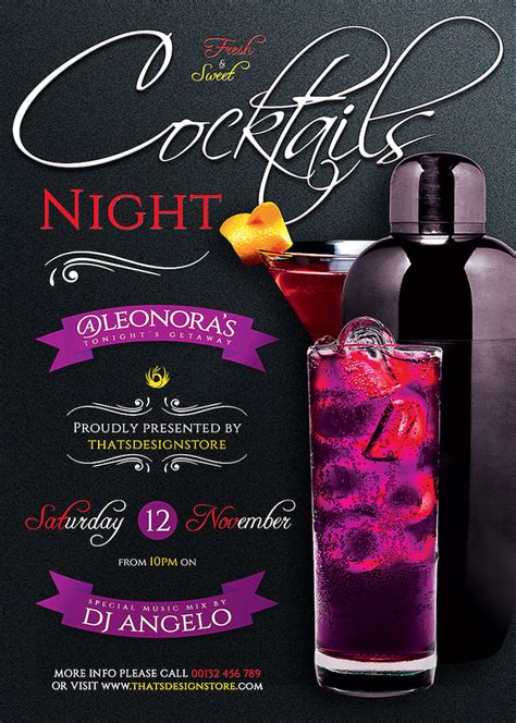 cocktails night flyer template psd flyer design store