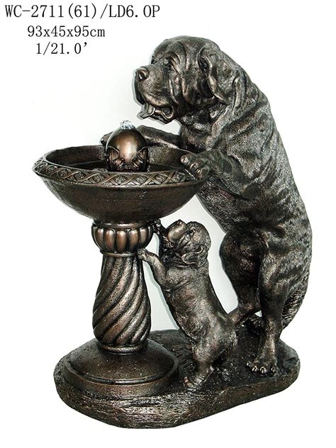 garden patio outdoor indoor st bernard  puppy dog statue sculpture water fountain bronze