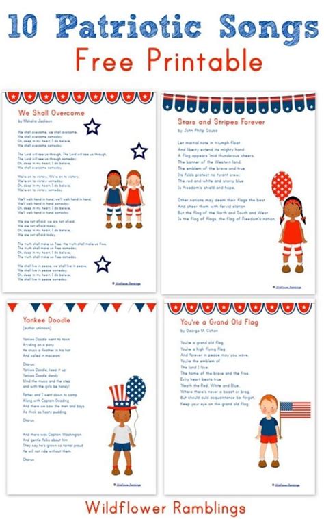 patriotic song lyrics printable printable word searches