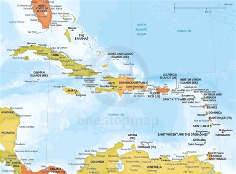 vector map  caribbean political bathymetry  stop map