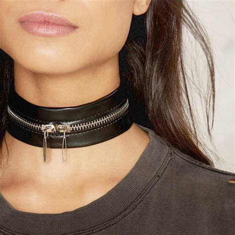 black leather choker necklace fashion chokers 2019 metal