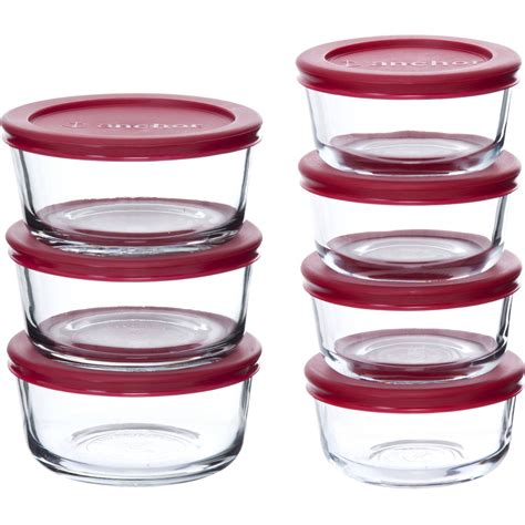 anchor hocking  piece clear glass  food storage  pack  red lids walmartcom