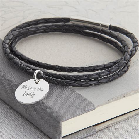 personalised leather  sterling silver wrap bracelet  hurleyburley