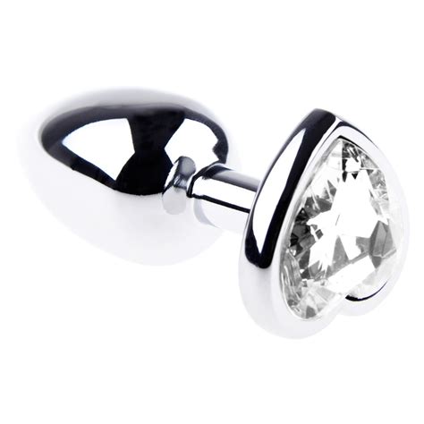 stainless steel butt plug anal insert metal jeweled sexy toy heart