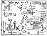 Coloring Creation Pages Moon Stars Bible God Sun Light Kids Created Worksheets Drawing Clipart Jesus Story Made Genesis Color Sheets sketch template