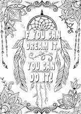 Coloring Growth Mindset Pages Printable Dream Catchers Sheets Color Print Motivating Getcolorings sketch template