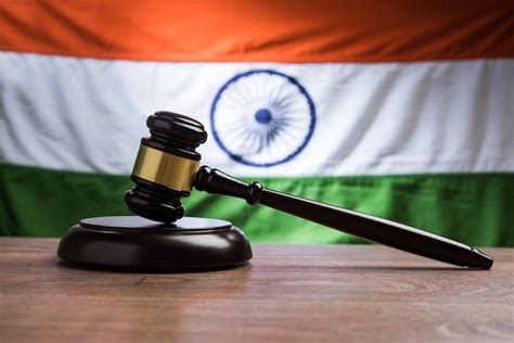 premium photo indian law concept showing wooden gavel  indian flag