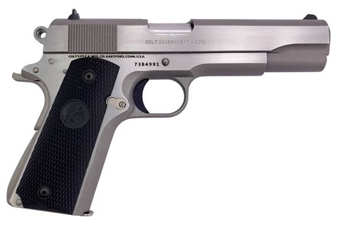 colt  government  acp full size pistol  brushed stainless finish sportsmans outdoor