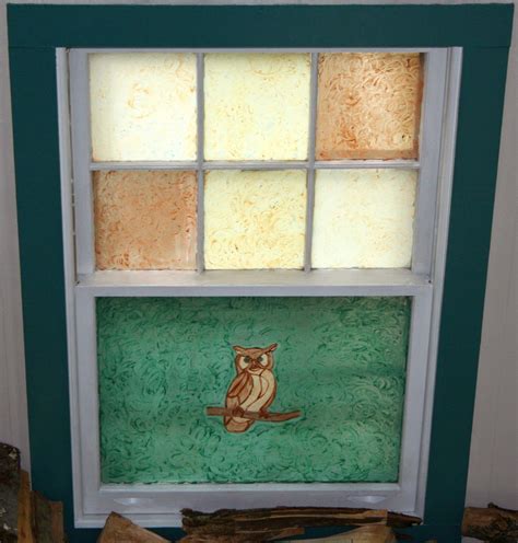 Painted Glass Window Using Con Tact Magic Cover And Acrylic Paint