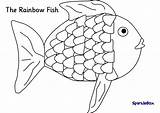 Fish Rainbow Coloring Pages Printable Template Drawing Colouring Kids Trout Preschool Sparklebox Cartoon Ict Outline Clipart Colour Print Kid Cute sketch template