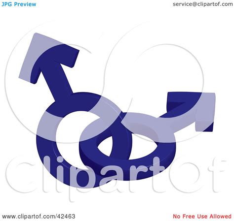 Clipart Illustration Of Two Entwined Blue 3d Male Symbols