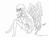 Anime Coloring Pages Angel Girl Emo Cute Couple Printable Cool Colouring Lineart Female Print Teenagers Couples Getcolorings Color Deviantart Drawings sketch template