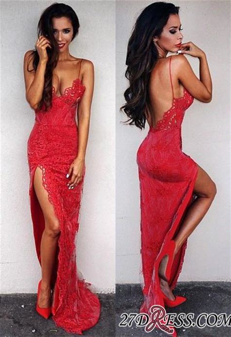 sexy red lace tight 2018 prom dress front split floor length prom dresses special occasion