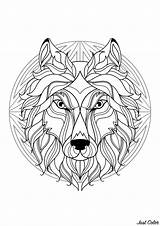 Mandala Wolf Coloring Mandalas Pages Head Difficult Kids Color Animals Complex Adults Patterns Animal Geometric Beautiful Justcolor Simple Loup Adult sketch template