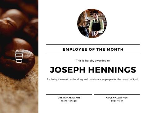 printable employee   month certificate templates canva